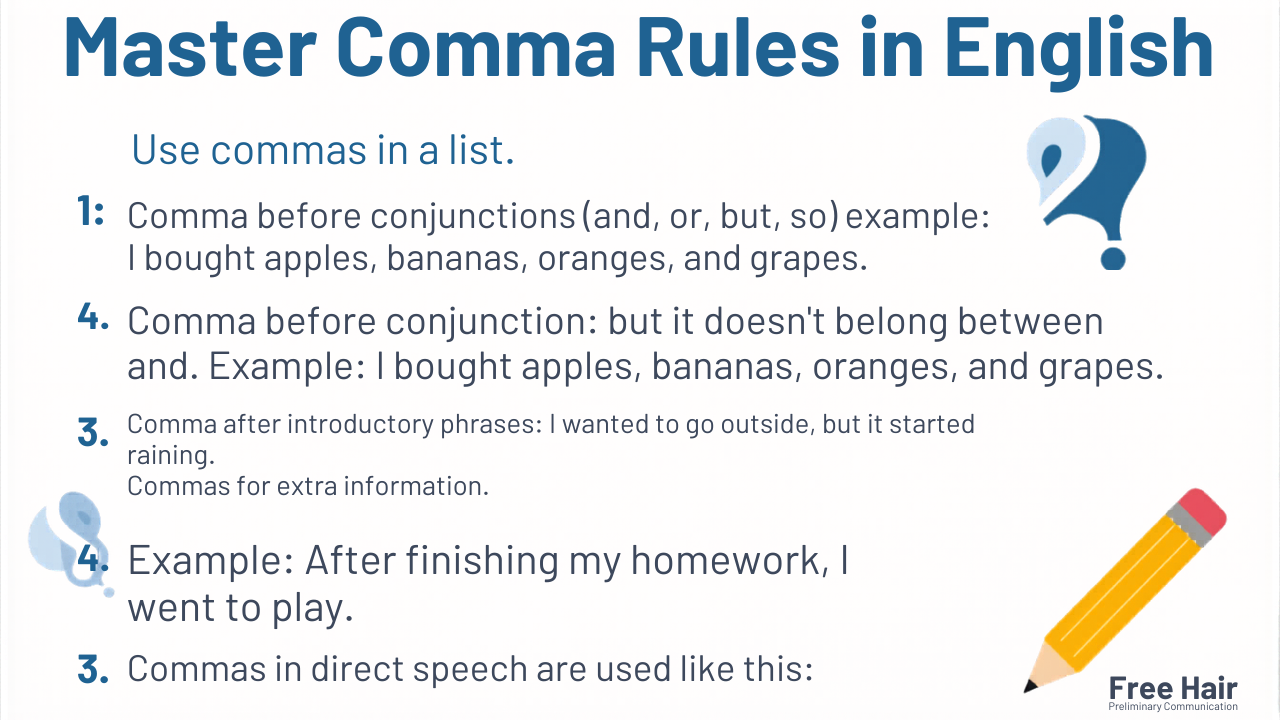 Comma rules in English guide