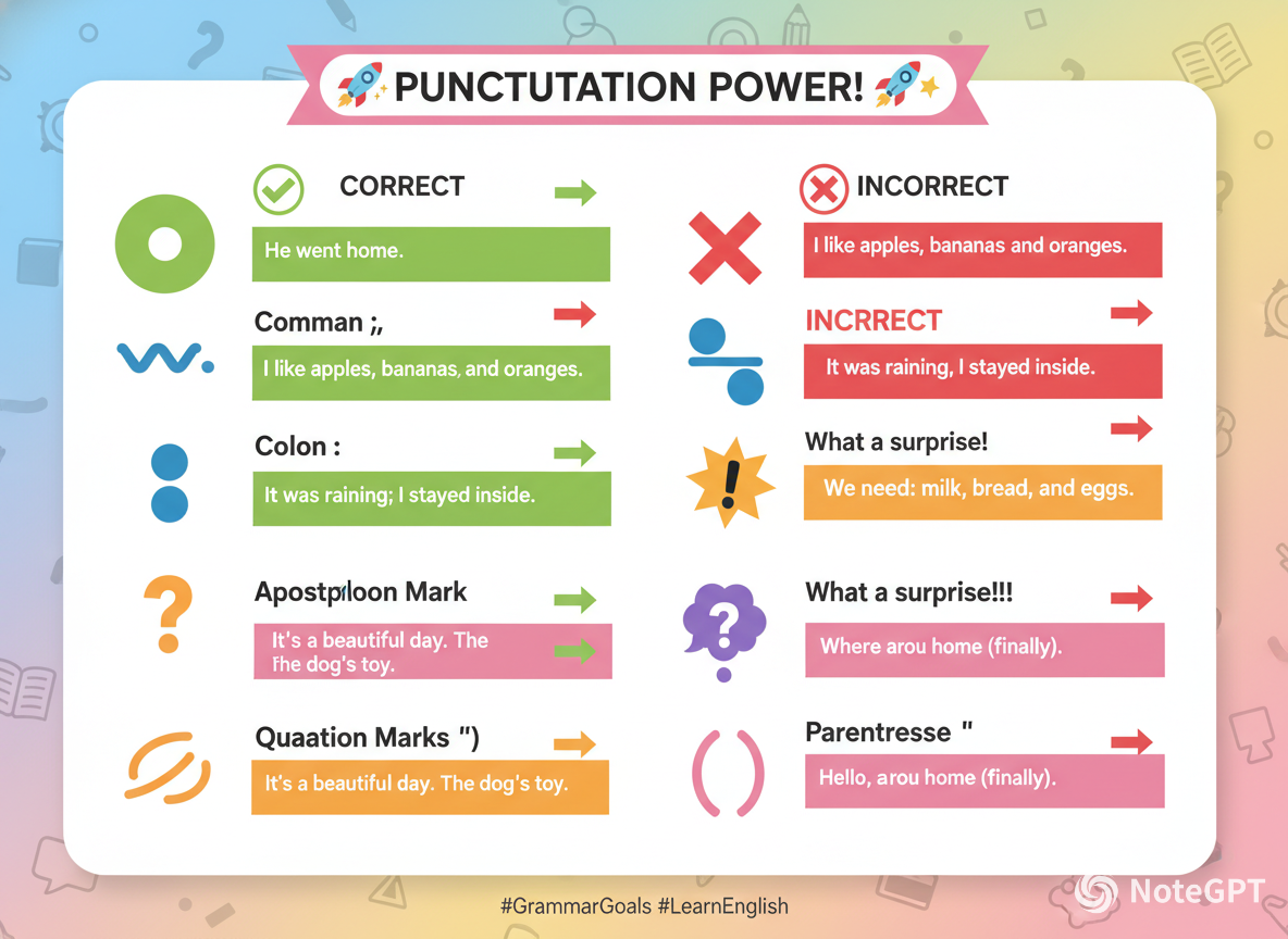 Common punctuation marks and mistakes guide